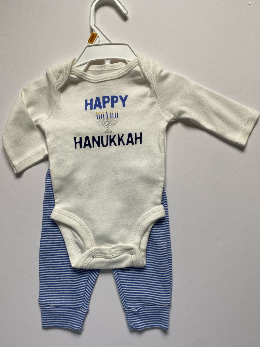 My First Hanukkah Shirt Pants Set Size Newborn NB Carter's Baby 100% Cotton Blue